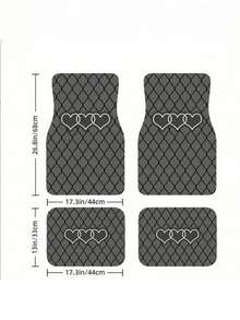 4pcs Geometric Heart Pattern Car Floor Mats - Black And Gray 2D Design Heavy Duty Polyester Carpet - All Season Durable And Easy To Clean Car Liners - Fashion Interior Gift Set For Sedan, SUV, Truck - A - View 8