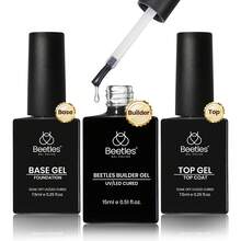 Beetles Builder Gel For Nails-Cover Nude Translucent 8 In 1 Nail Thickening Strengthening Building Apex - 3Pcs Clear & Base Top Coat - 查看 8