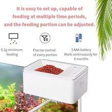 自动鱼缸喂食器,定时定量喂食器,小型鱼类专用喂食器,自动喂鱼装置,适用于斗鱼、金鱼,水族箱鱼类喂食机(不含电池) - 白色 - 查看 7