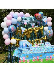 1Set Hasbro Officially Licensed  Tableware Balloon Kit Plates Cups Napkins Gift Bags Party Hats Banners Tablecloth Confetti Stickers Pink Theme Birthday Party Decoration Supplies - View 8