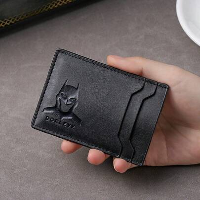 Ultra Thin Men's Faux Leather ID Card Holder Wallet, Multi Slot Transparent Window Credit Card Organizer, Minimalist Slim Bifold Badge Case For Work Office Business Travel, Everyday Carry Essential Accessory For Men