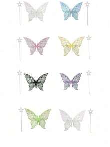 2件套仙女翅膀和星星魔杖，适合各种节日派对 - 彩色 - 查看 8