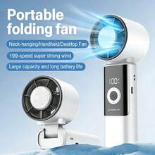 Portable Handheld Turbo Fan With High-Speed Cooling Function, USB-C Rechargeable Battery, Foldable Mini Cooling Fan For Travel, Outdoor, Home And Office, High-Speed Personal Portable Fan, USB Powered, Suitable Gift For Men And Women - Multicolor - View 3