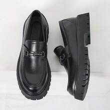 Giày lười nam đế dày Horsebit, chất liệu giả da bóng/mịn, kiểu dáng slip-on, đế chống trượt, phù hợp cho phong cách preppy, công sở và đường phố (Kích thước nhỏ hơn một size, nên chọn size lớn hơn) - màu đen mờ - Xem 6