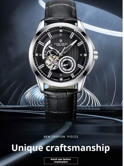 Brand Men's Automatic Mechanical Skeleton Tourbillon Watch Luxury Business Waterproof Leather Strap Perfect Gift For Men