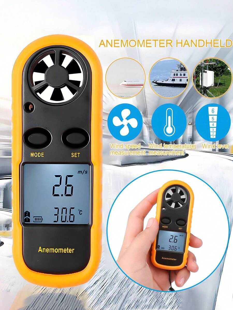 GM816便携式风速计温度计风速仪，风速测量范围高达30米/秒，液晶数字显示，不含电池