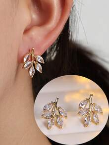 1 Pair Women's Earrings, Delicate Elegant Versatile Leaf Design Niche Minimalist Personalized Earrings, Suitable For Gifts And Daily Wear - Earring - View 9