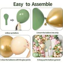 134Pcs Sage Green Pink Balloon Arch Kit,Olive Green Nude Sand White Gold Balloons Set For Bridal Shower Wedding Birthday Baby Shower Boho Party Decoration. - Multicolor - View 8