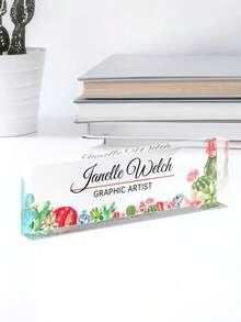Custom Acrylic Name Plate Personalized Floral Desk Nameplate Custom Text Office Desk Sign For Women Boss Coworker Gift. Personalized Acrylic Desk Nameplate Custom Text Floral Office Name Sign For Home Office Business Teacher Boss Gifts. - Multicolor - View 16