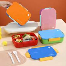 1pc Bento Lunch Box, Adult Lunch Container With 3 Compartments, Ideal Leak-Proof Lunch Box For Students, Microwave - Multicolor - View 3