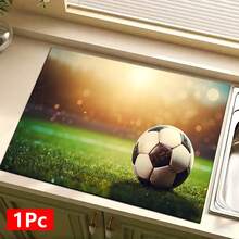 1 pieza Felpudo absorbente con estampado de fútbol, Felpudo absorbente para encimera de máquina de espresso, Felpudo absorbente para fregadero, Felpudo absorbente suave para grifo, Felpudo absorbente para taza de fregadero, Decoración del hogar, Accesorios de cocina y baño - Multicolor - Ver 12