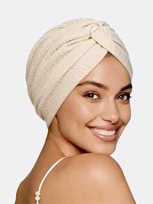 1pc Women's Ribbed Criss-Cross Elastic Hat, Retro Fashion Hat Headscarf, Suitable For Daily Use - Multicolor - View 19