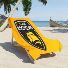 Lấy cảm hứng từ Stade Rochelais, khăn tắm biển siêu mềm làm từ sợi microfiber - Thiết kế biểu tượng sư tử thời trang, nhanh khô và nhẹ, thích hợp cho bơi lội, tập thể dục, yoga - 256gsm, hình chữ nhật, người bạn đồng hành lý tưởng khi đi du lịch, khăn tắm biển. - ST - Xem 9