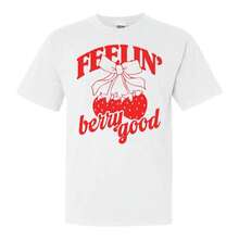 Camiseta PUFF 'Berries & Bows', Estampado 3D PUFF 'Feelin' Berry Good', Camiseta Cómoda - Blanco - Ver 5
