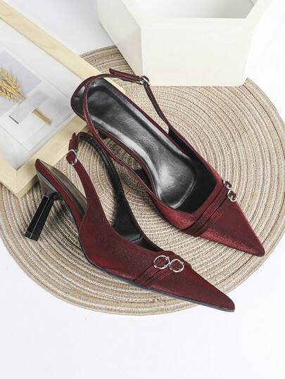 7cm Burgundy High Heel Pumps, Peep Toe Party Heels, Wedding Shoes, Formal Dress Shoes With Ankle Strap