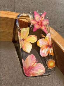 1个海洋元素海星贝壳海龟百合花印花透明简约手机壳，适用于 17 Pro Max/16 Pro Max/16 Plus/15/14/Pro Max/13 Pro Max/12 Pro Max/11，时尚保护套 - 彩色 - 查看 3