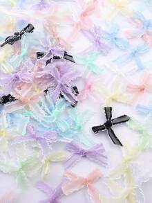 20pcs Lace Ribbon Bows, Sweet And Cute Style, Suitable For DIY Decoration, Gift Box Packaging, Hair Accessories, Clothing Decorations, Lingerie Accessories, DIY Hair Clips - View 8