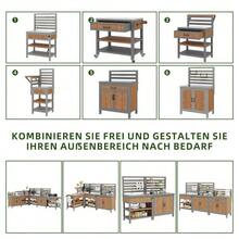 Table d'appoint pour barbecue, meuble de jardin mobile, résistant aux intempéries, plan de travail en acier inoxydable, buffet d'extérieur, meuble de jardin avec lavabo, robinet et ouvre-bouteille intégré - Naturel - Voir 7