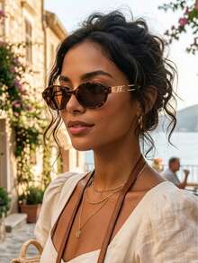 1 pieza Nuevas gafas de moda de ojo de gato retro, para pasarela, fiesta en la playa, accesorio de estilo callejero - Multicolor - Ver 1