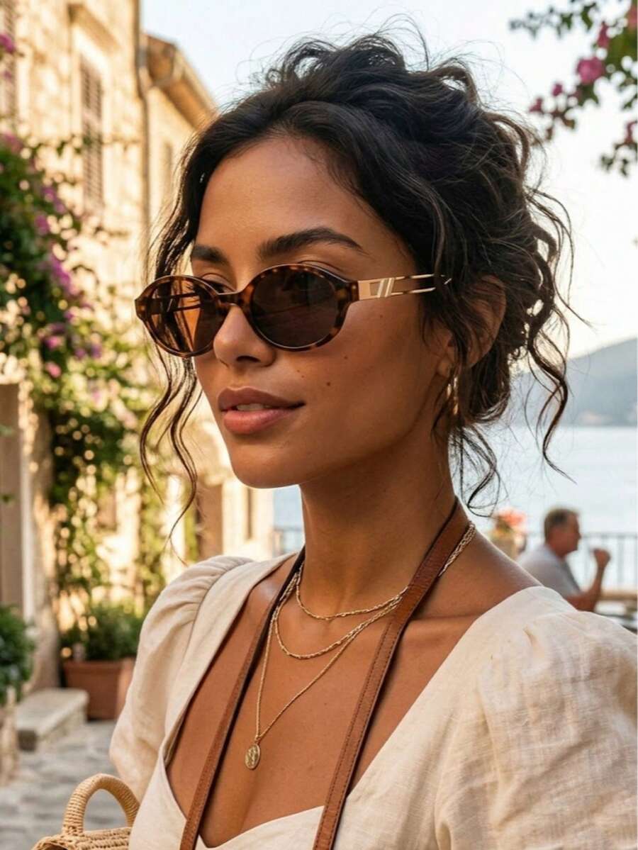 1 pieza Nuevas gafas de moda de ojo de gato retro, para pasarela, fiesta en la playa, accesorio de estilo callejero - Multicolor - Ver 1
