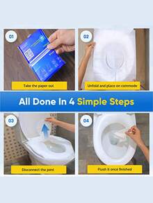 Bộ 21 miếng bọc bồn cầu dùng một lần, bằng giấy, dành cho người lớn, unisex, đồ dùng thiết yếu khi đi du lịch - máy bay, cắm trại, phụ kiện du lịch. - trắng - Xem 7