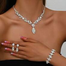 3/4-Piece Fashion Jewelry Set, Black Gemstone Necklace And Earrings Bracelet, Perfect For Women To Wear At Parties And Special Occasions - Four Piece Jewelry Set - View 6