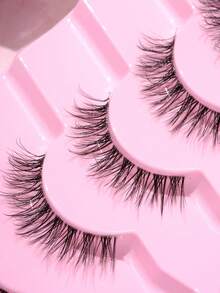 7对自然长卷3D蓬松透明交叉假睫毛，适合日常/约会/度假/派对/聚会/婚礼/女神妆容 - 黑色 - 查看 7