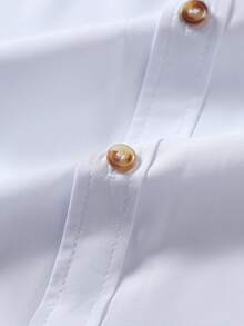 Men's Solid Color Business Casual Short Sleeve Shirt - White - View 4