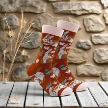 1 Pair Men's Rabbit Graphic Mid-Calf Socks, Animal Print Socks Suitable For Daily Wear - Multicolor - View 1