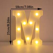 1件 21cm 家居裝飾 LED 發光字母燈，婚禮求婚生日派對裝飾字母數字燈，女孩房裝飾燈，室內裝飾 - 白色 - 查看 33