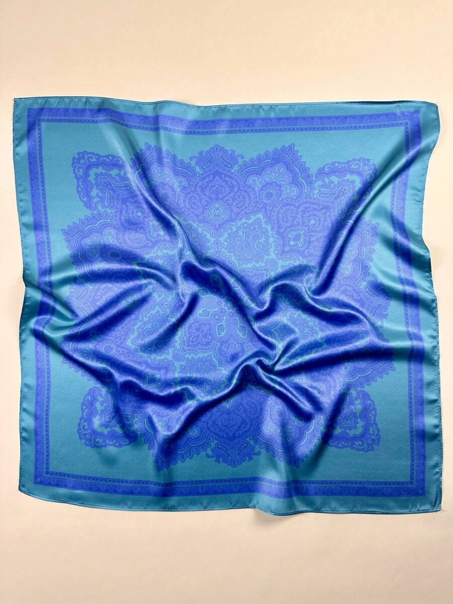 1条花卉佩斯利印花围巾，优雅时尚，可用作头巾、发带、发饰，是提升整体造型的理想选择。 - 藍色 - 查看 1