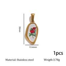 1Pc 18K Gold Plated 304 Stainless Steel Vintage Floral Pendant, Geometric Flower Print Charm Anti-Tarnish DIY Bracelet Necklace Accessories - Flower Pendant - View 7