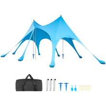 Beach Tent Sun Shelter, UPF50+ Sun Protection, 9.2 Ft Tall, 20 X 13 Ft, Easy Pop Up Beach Canopy With Sandbags, Stability Poles, Sand Shovels, Portable Shade For Family Outings, Camping, Fishing - Triangular 8-sandbag set, 20*13ft, Blue - 查看 8