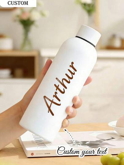 1pc Customized Double-Wall Stainless Steel Coffee Mug/Soda Bottle, Sports Water Bottle , 500ml/17oz Customizable Name Insulated Tumbler, Multiple Colors Available, Suitable For School, Holidays And Birthday Gifts For Boys And Girls