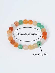 1pc Lucky & Reiki Rainbow Natural Stone Bracelet, Quartz Jade Healing Crystal Bracelet, Brings Good Luck, Courage, Wealth, Positive Energy Spiritual Meditation Jewelry, Suitable For Women & Men Gifts - Multicolor - View 11