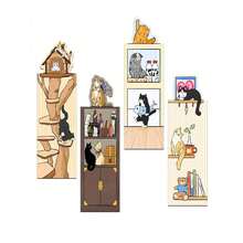 4Pcs/Pack Cat's Warm Cabin Magnetic Bookmark Creative Folding Mark Paper Page Code Learning Stationery Personalized Creative Book Clip Magnetic Bookmark,School Supplies,Back To School - Nhiều màu - Xem 4