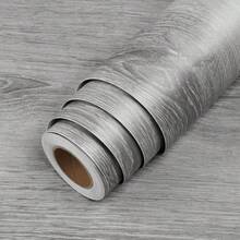 1 Roll Wood Grain Self-Adhesive Contact Paper, Removable Vinyl Wallpaper In Brick And Wood Style, Suitable For Home Decor, Room Decoration, Countertop, Cabinet, Furniture Decor, Wall Decor, Random Pattern Matching - B-Grey - View 4