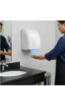 Secador de manos automático, bajo consumo energético, sensor infrarrojo, enchufe de tres clavijas de 110 V, secador de manos comercial de alta potencia, suministro de agua fría y caliente, apto para baños y aseos. Color blanco. - Blanco - Ver 9