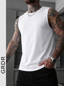 GRDR Men's Summer Casual Crew Neck Sleeveless Vest - White - View 3