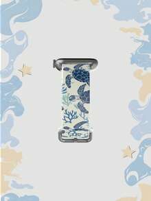 1条海洋蓝白海龟珊瑚简约海洋生物硅胶表带，柔软弹性透气舒适，可替换三星、荣耀智能手表表带，也适用于38mm、40mm、41mm、42mm、44mm、45mm、49mm（S10/S11 42mm）（S10/S11 46mm） - 彩色 - 查看 4