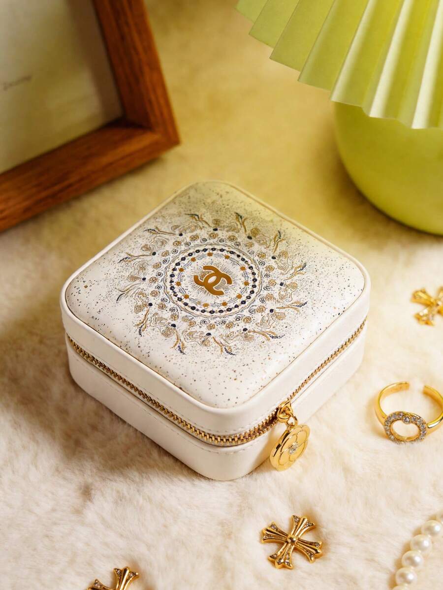 CHANEL High-End White Square Jewelry Box With Mirror - White - View 1