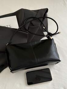 女士韩版简约高品质时尚大容量休闲百搭单肩斜挎包 - 黑色 - 查看 5