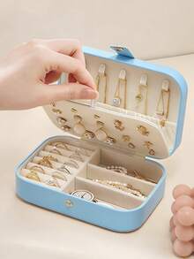 1pc Multi-Functional Jewelry Storage Box, Waterproof PU Leather Jewelry Organizer, Women's Luxury Jewelry Box For Necklaces, Rings, Earrings, Watches, Bracelets, Ideal For Mother's Day, Easter, Birthday Gifts, Perfume & Cosmetic Storage - Multicolor - View 17