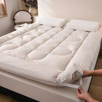 1件酒店级阳离子床垫保护套，带4个角带，100%超柔软超细纤维面料和蓬松填充物，适用于卧室、地板、客房、宿舍、日常使用、假期和婚礼！