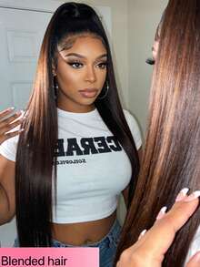 180% Density 13x4 Lace Front Wig, Pre-Plucked With Baby Hair, 13x4 Straight High Definition Transparent Lace Front Wig, Women's Bob Wig, 8 Inches - 36 Inches, Brown - Brown - View 3
