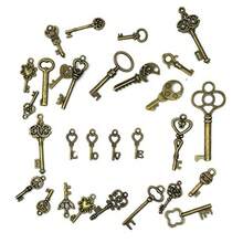 125 PCS Vintage Skeleton Key Set Charms JIALEEY Mixed Antique Style Bronze Brass For Pendant DIY Jewelry Making Wedding Party Favors - 如圖所示 - 查看 3