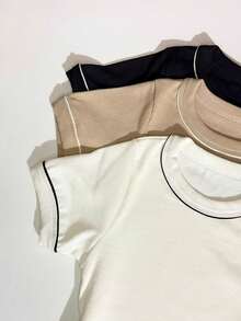 Set Of 3 Women's Two-Tone Short-Sleeved Blouses - Multicolor - View 11