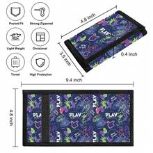 印花三折钱包，魔术贴颈挂式钱包。多功能，多种卡槽设计。 - 彩色 - 查看 2