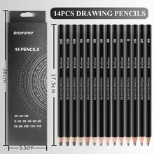 Brutfuner 14支装素描铅笔套装 - 4H、2H、HB、B、2B、3B、4B、5B、6B、7B、8B、10B、12B、14B，适用于艺术绘画、素描、油画，盒装石墨铅笔 - 14支素描鉛筆A - 查看 6
