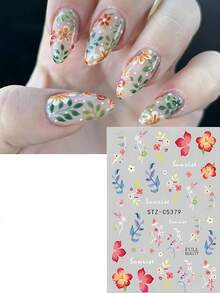 2件組 山茶花藤花美甲貼紙 迷你野花葉片 春季盛開美甲飾品 夏日美甲用品 美甲設計裝飾配件 - 彩色 - 查看 8